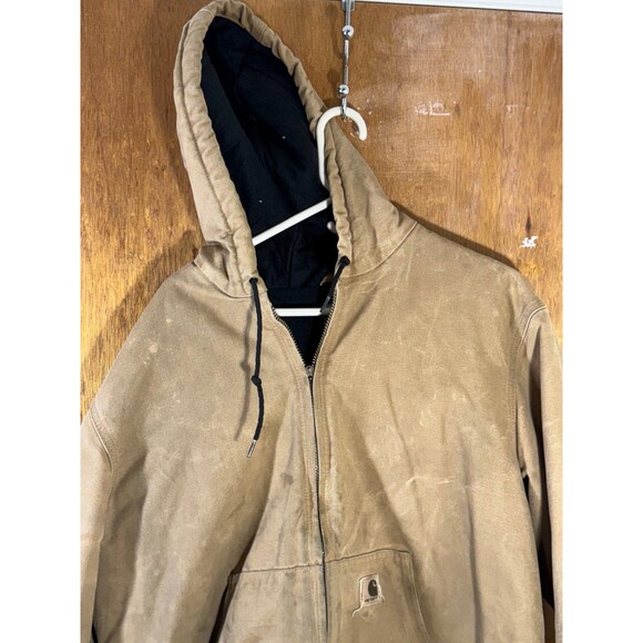 Vintage Carhartt J130 CML Quilt Lined Distressed Brown Canvas Jacket Large Tall - Picture 2 of 12